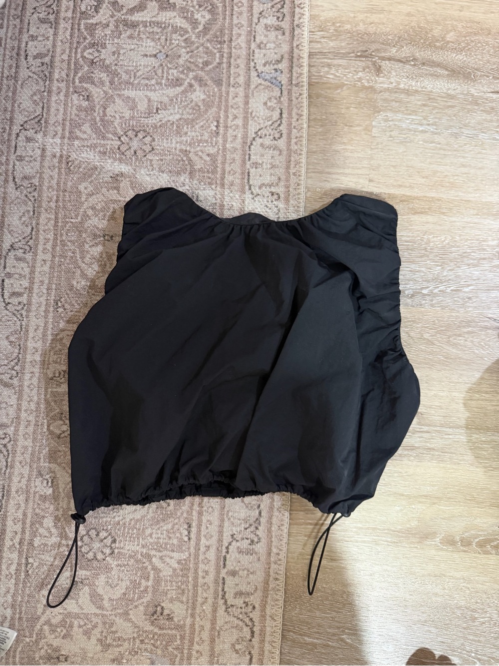 Zara Black Sleeveless Drawstring Hem Tank